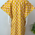 Yellow Printed Soft Pure Cotton Kaftan for Women