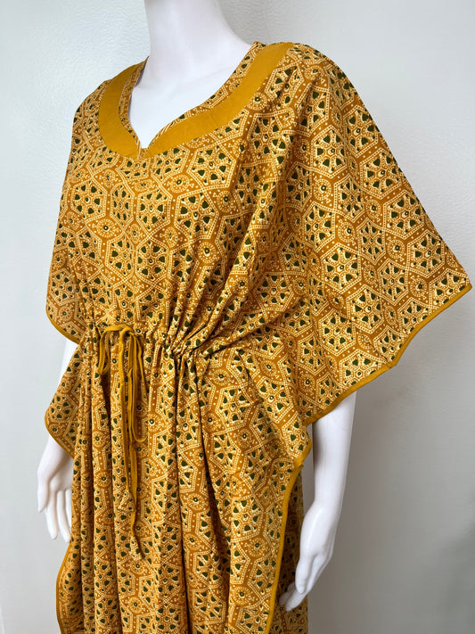 Mustard Pure Cotton Kaftan Nighty
