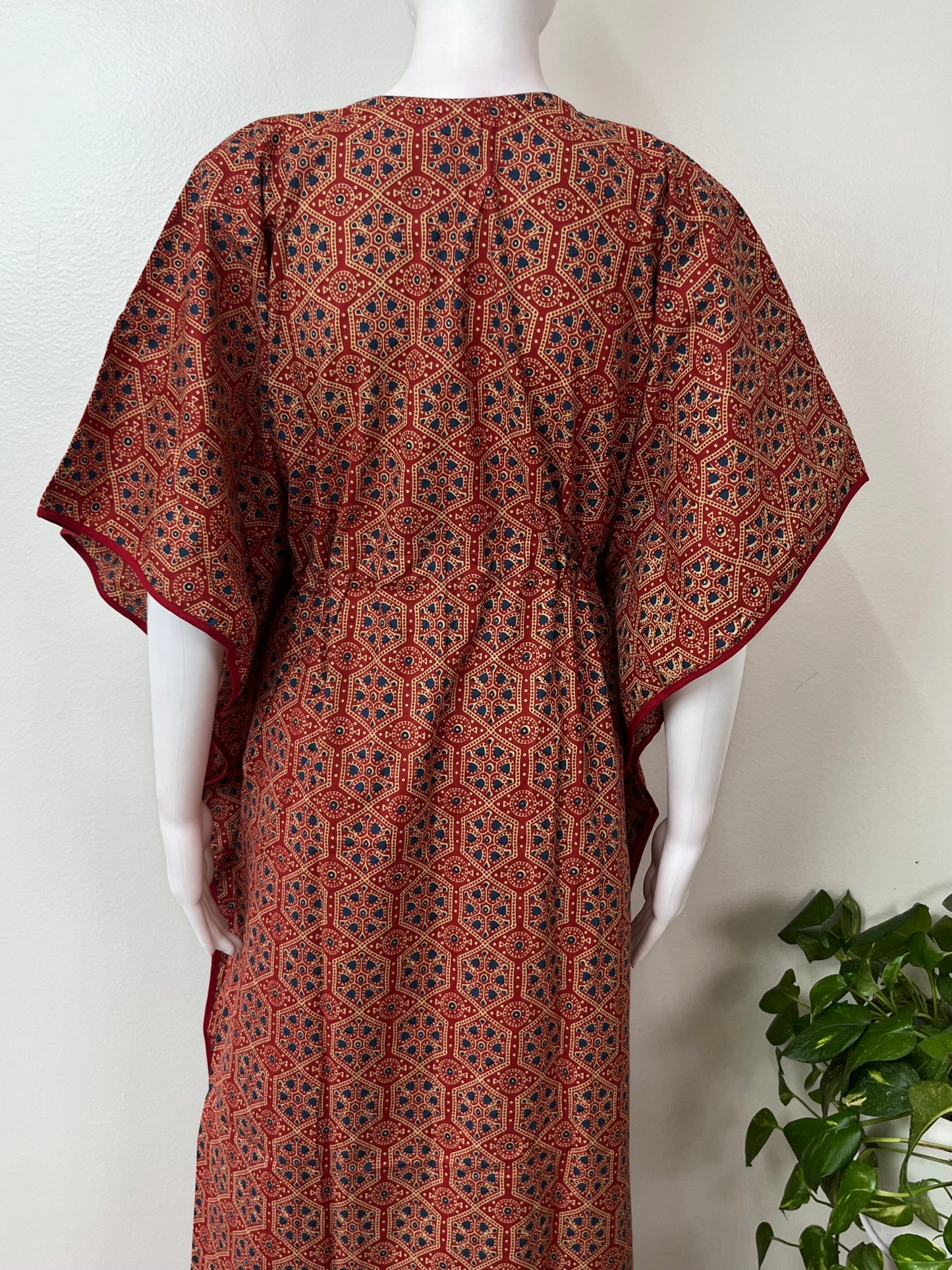 Maroon Digital Printed 100% Cotton Kaftan
