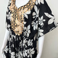 Black Elegant Embroidered Cambric Cotton Kaftan