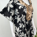 Black Elegant Embroidered Cambric Cotton Kaftan