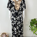 Black Elegant Embroidered Cambric Cotton Kaftan