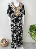 Black Elegant Embroidered Cambric Cotton Kaftan