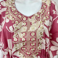 Pink Cambric Cotton Embroidered Kaftan Nighty