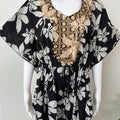 Black Elegant Embroidered Cambric Cotton Kaftan