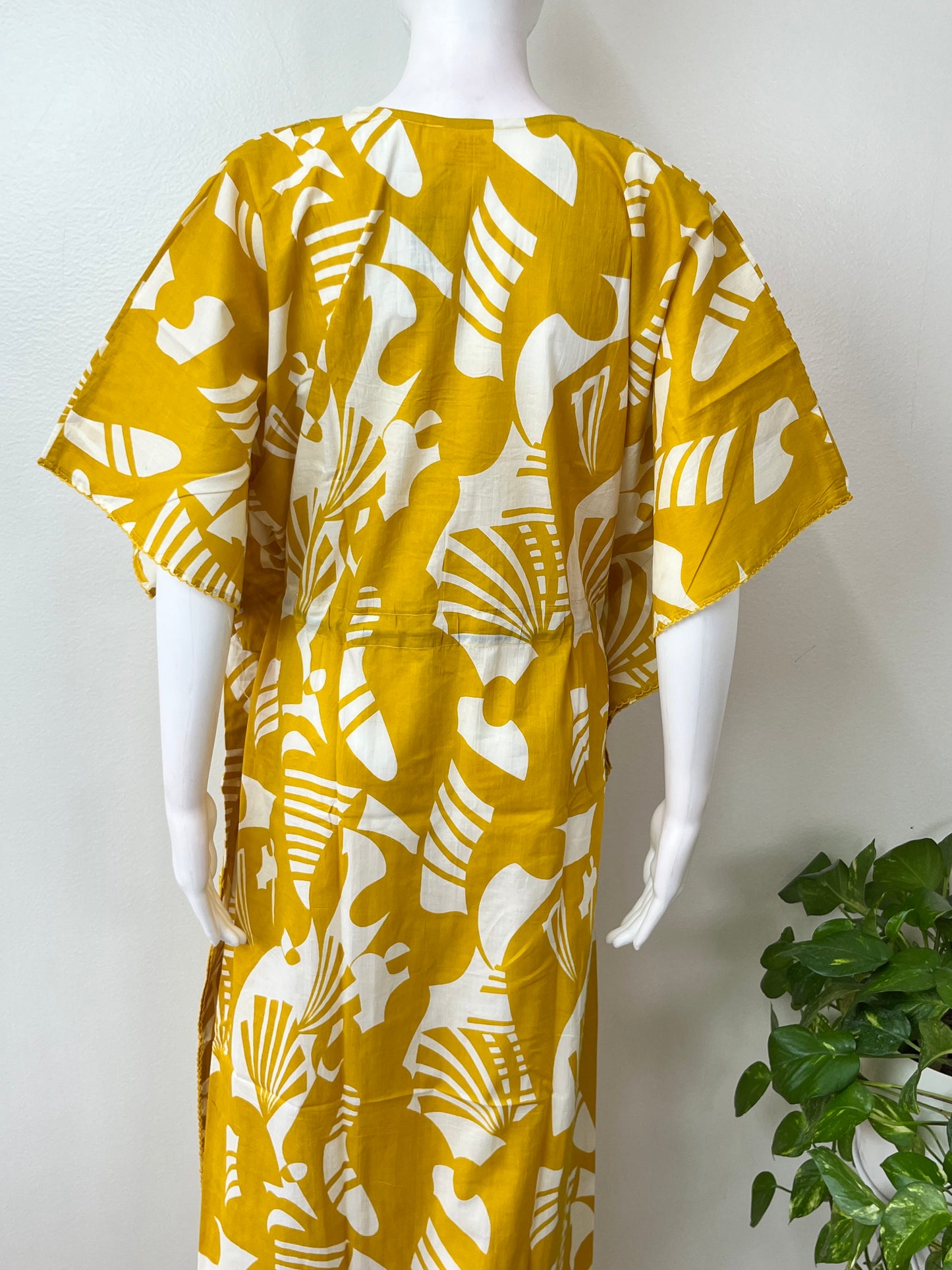 Yellow Cambric Cotton Elegant Kaftan