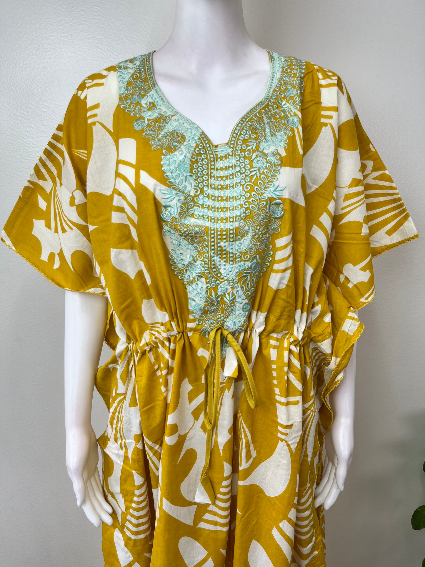 Yellow Cambric Cotton Elegant Kaftan
