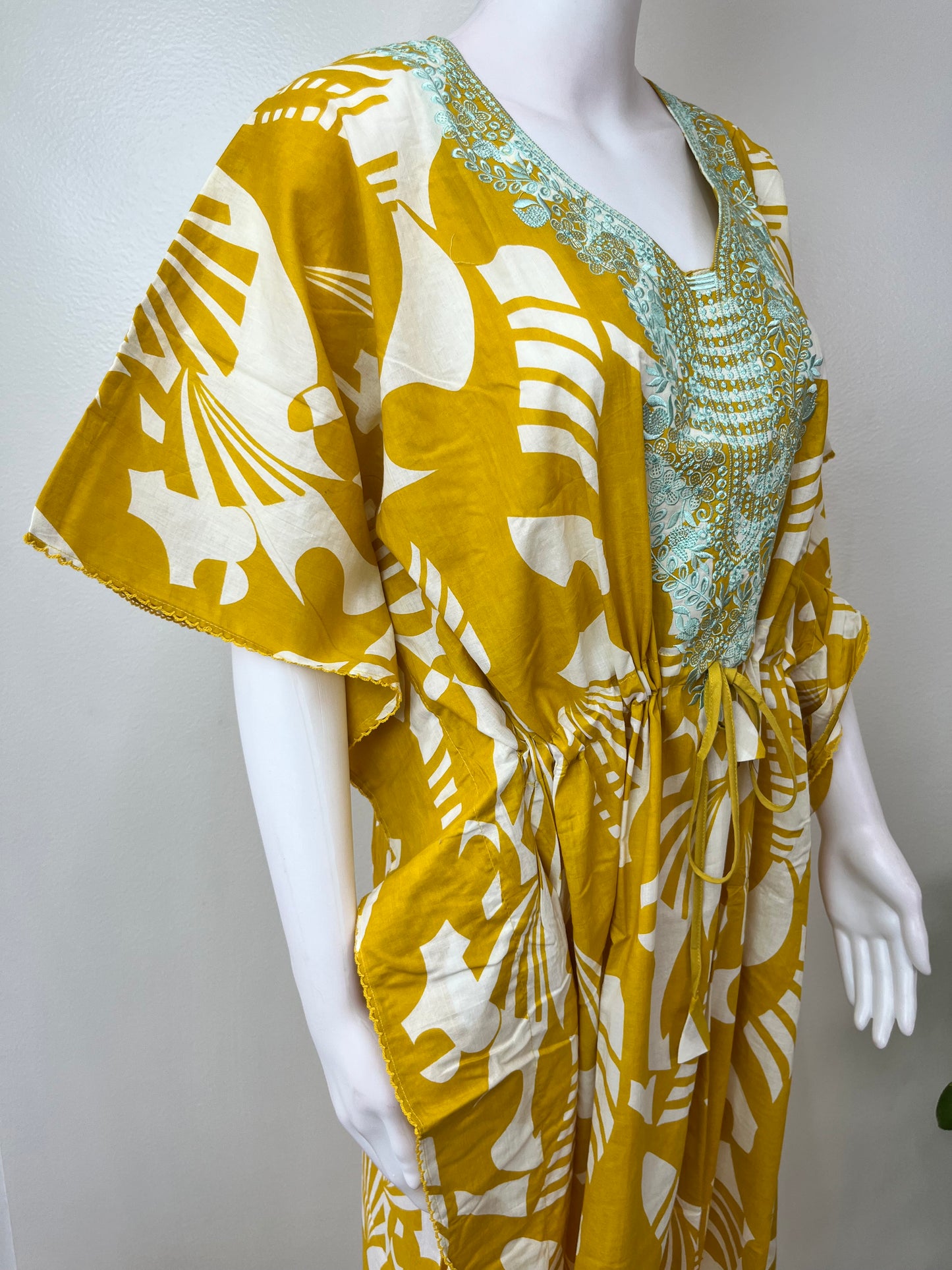 Yellow Cambric Cotton Elegant Kaftan