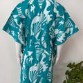 Teal Classic Embroidery Cambric Cotton Kaftan