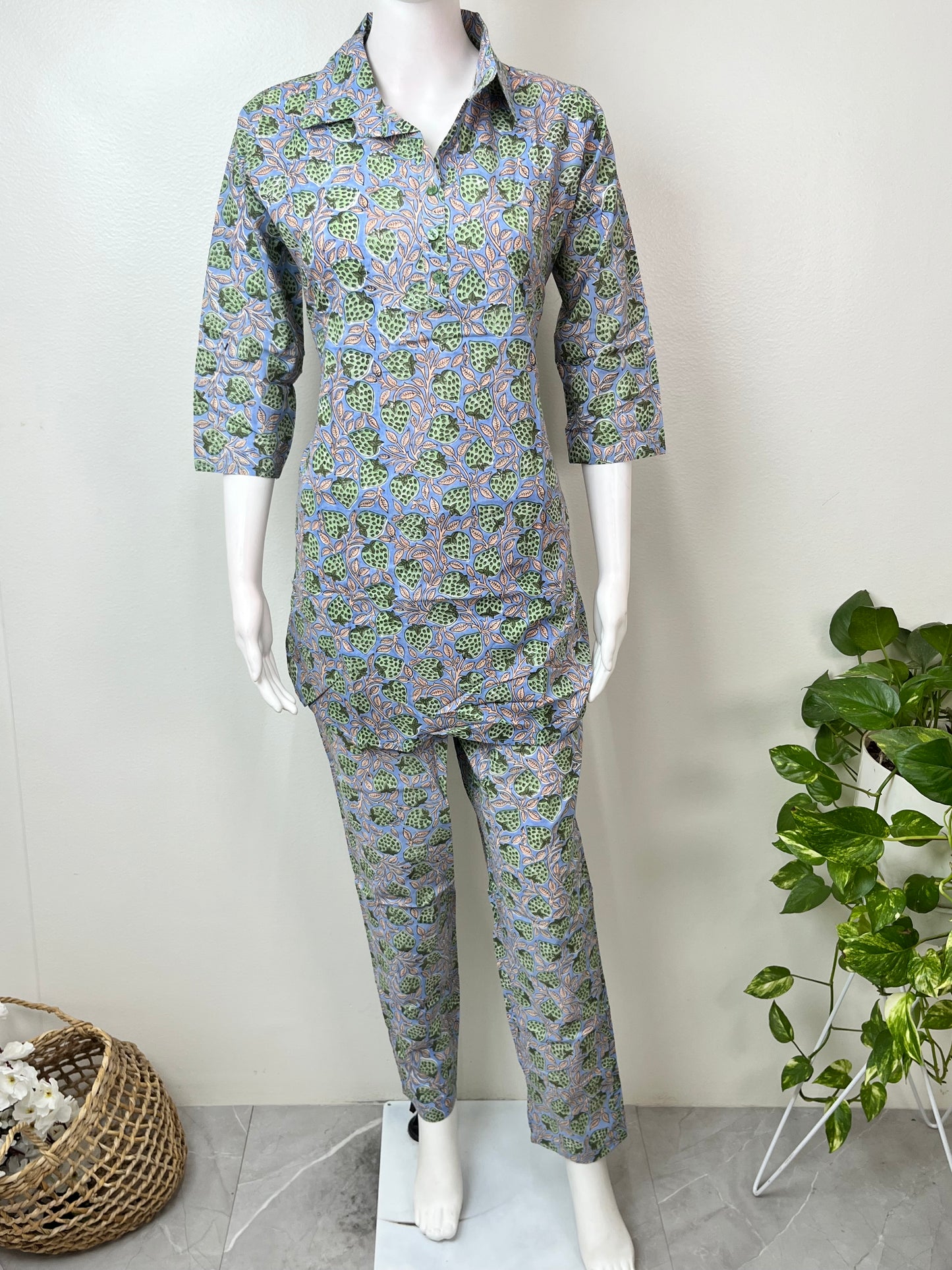 Blue Pure Cotton Night Suit