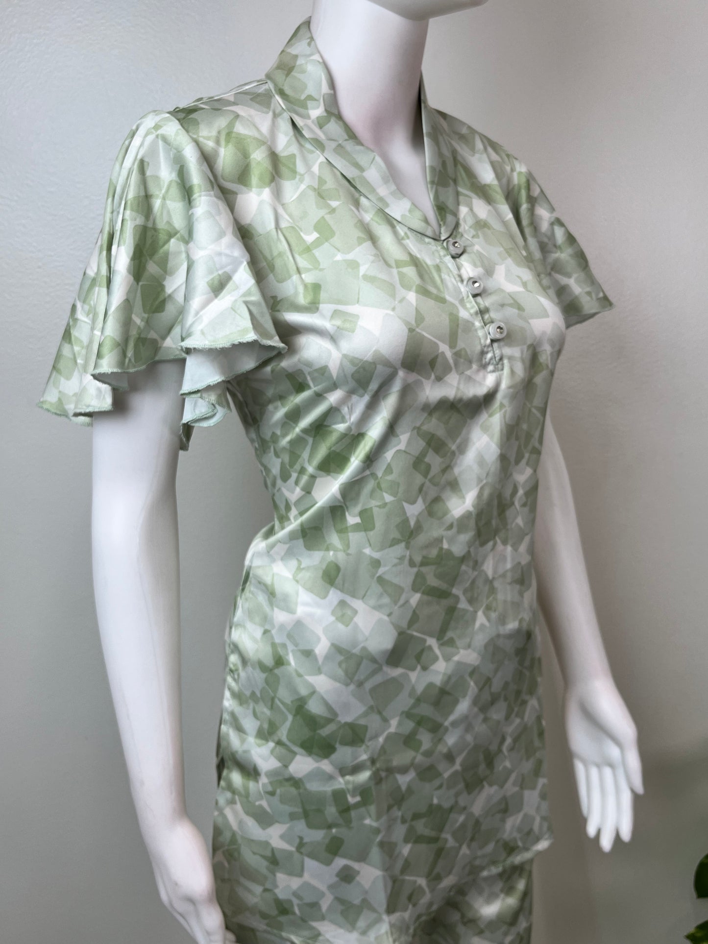 Green Satin Fabric Night Suit