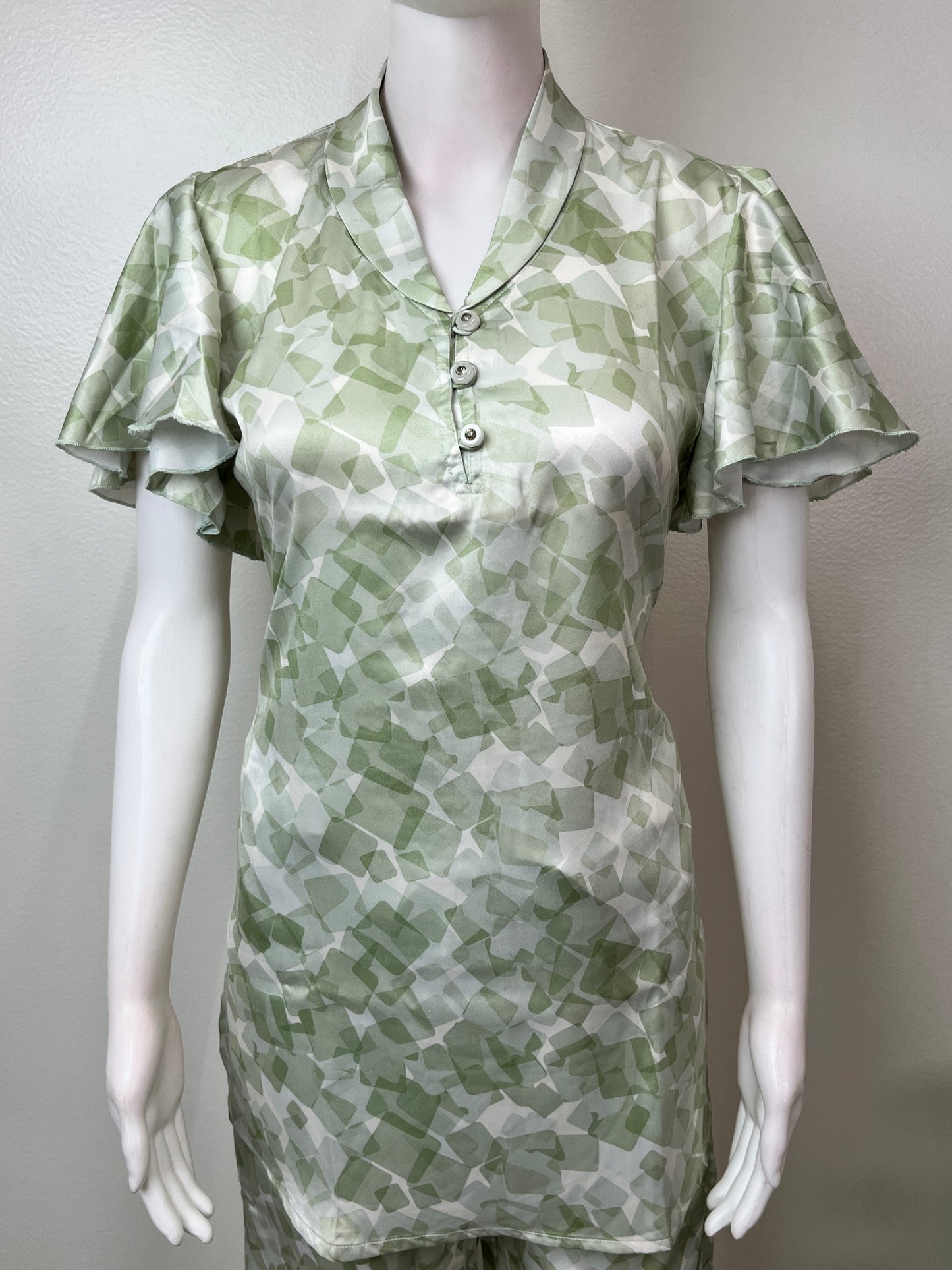 Green Satin Fabric Night Suit