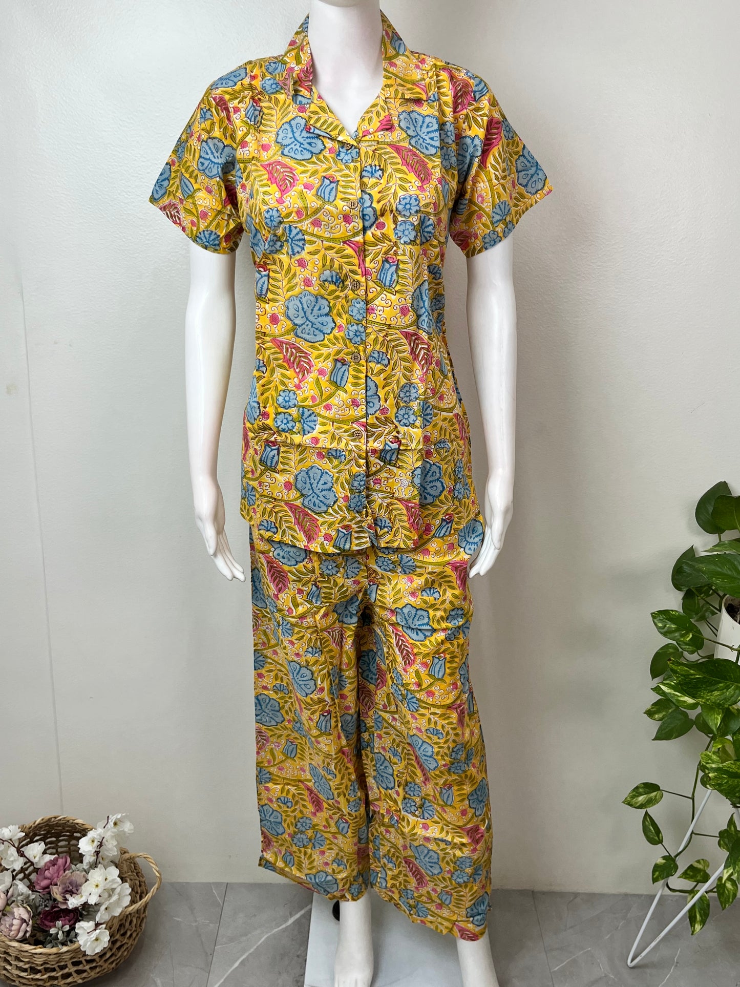 Yellow Pure Cotton Night Suit