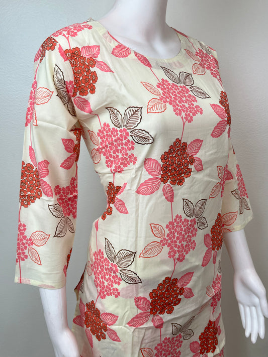 Off-White Pure Cambric Cotton Night Suit