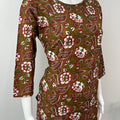 Olive Floral Pure Cotton Women's Night Suit