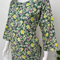 Printed Cotton Night Suit for Women -Dark Green