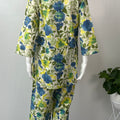 Blue Blossom Khadi Cotton Co-ord Set