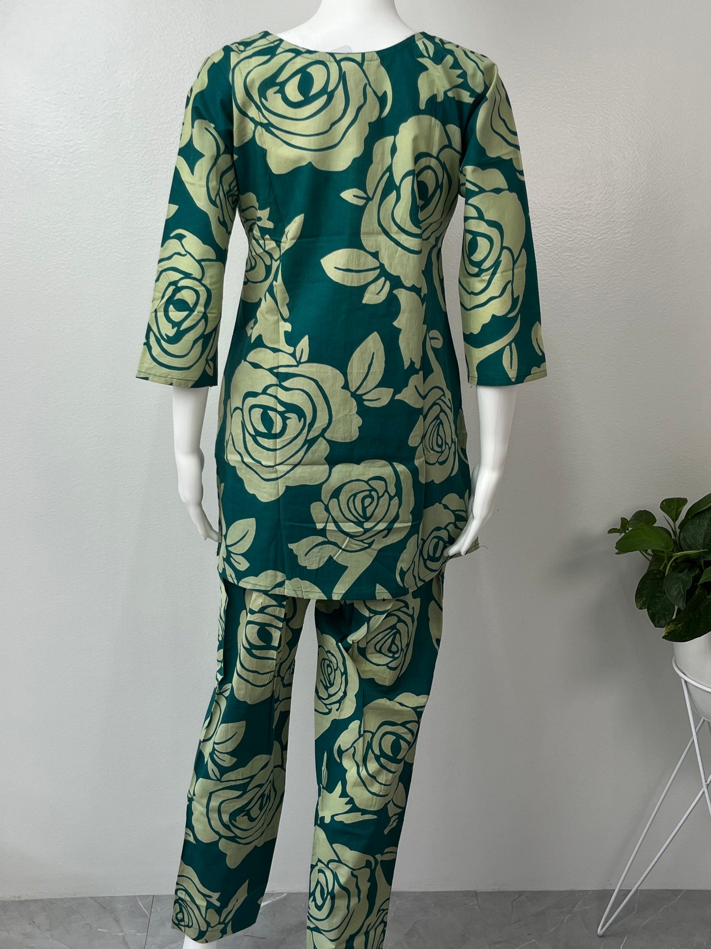 Emerald Bloom Pure Cotton Co-ord Set