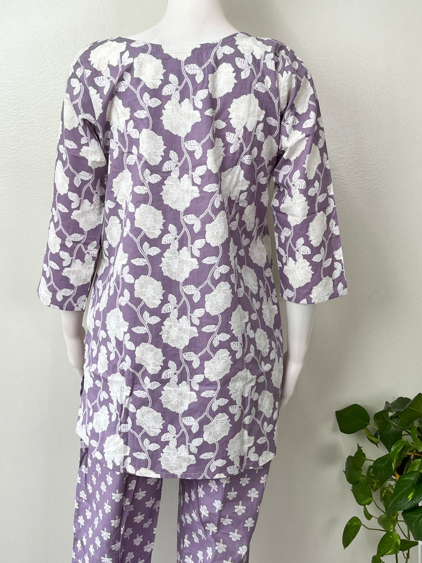 Lightweight Cotton Nightwear Set- Lavender