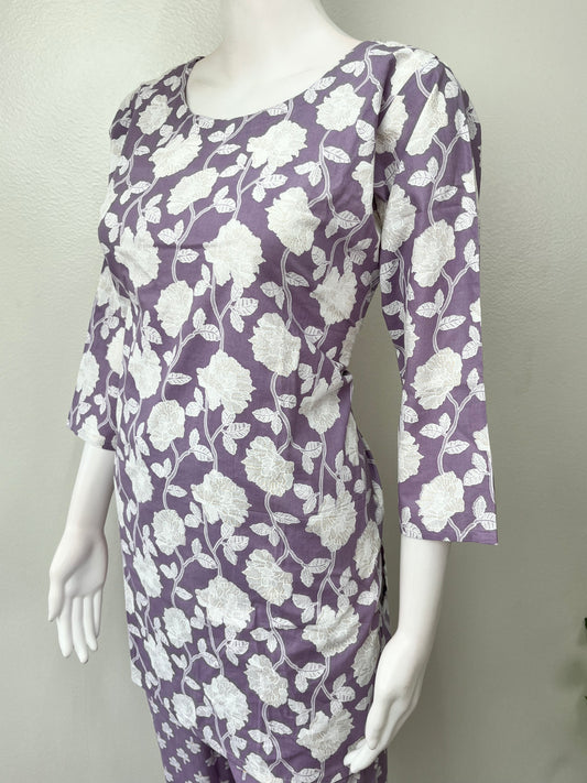 Lightweight Cotton Nightwear Set- Lavender