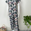 Floral Printed Rayon Button-Down Night Suit