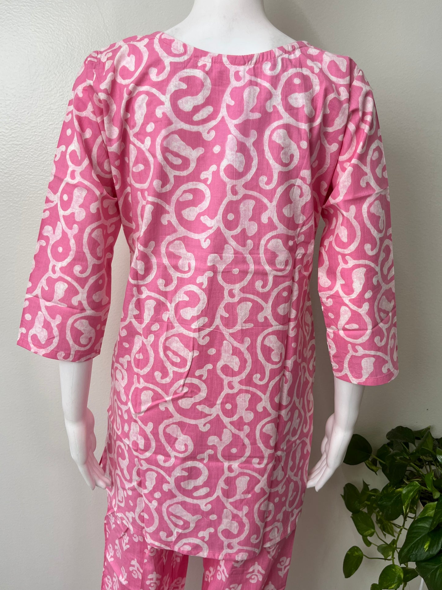 Pink Women's Cotton Co-ord Night Suit