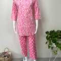 Pink Women's Cotton Co-ord Night Suit