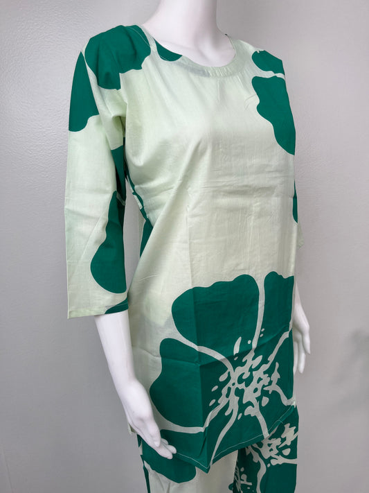 Green Petal Pure Cotton Loungewear Set