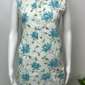 Blue Floral Sleeveless Pure Cotton Night Suit-Co-ord style