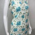 Blue Floral Sleeveless Pure Cotton Night Suit-Co-ord style