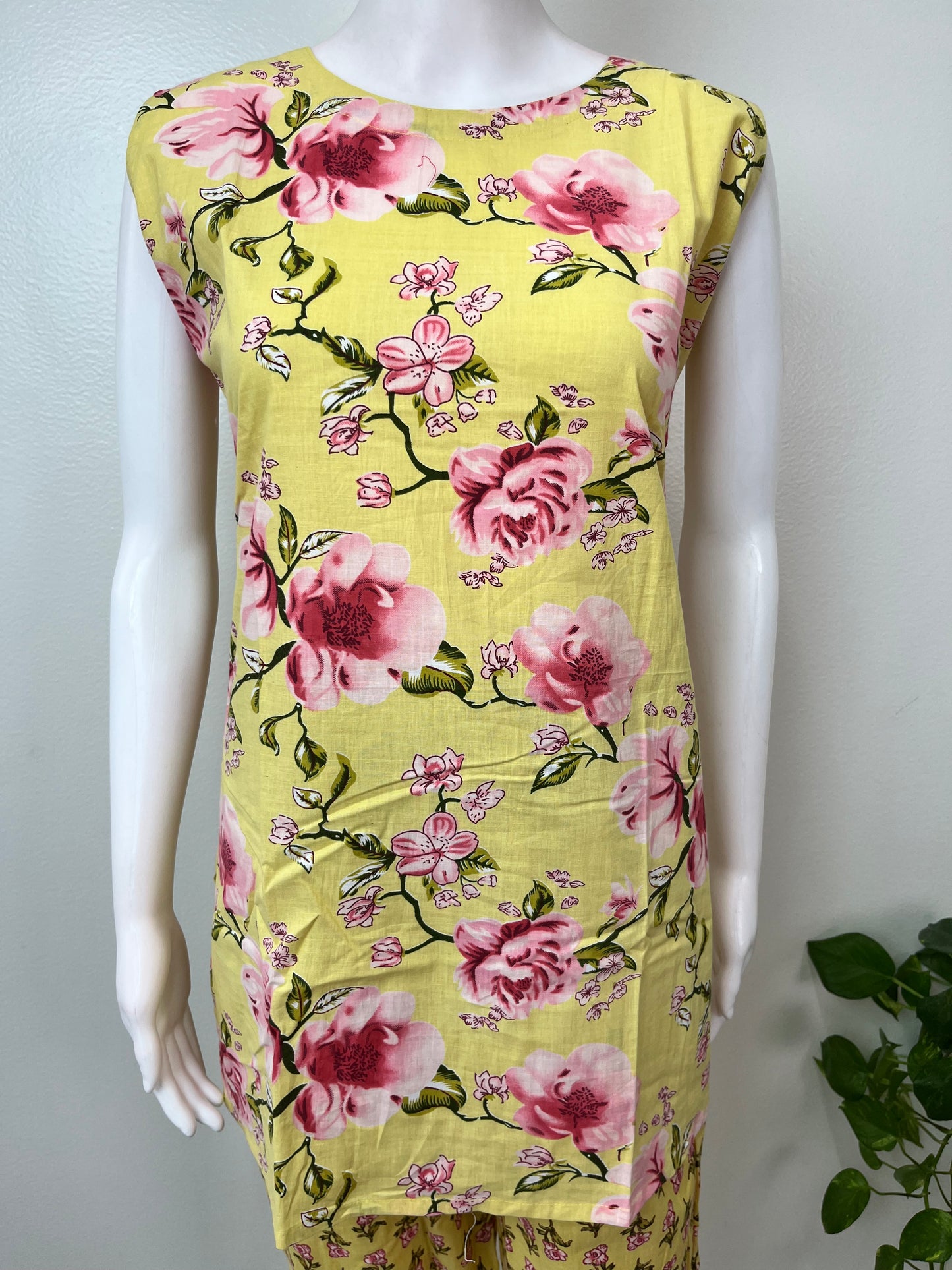 Lightweight Cotton Nightwear Set- Light Yellow