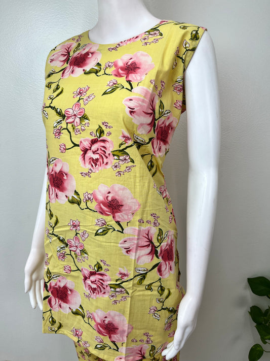 Lightweight Cotton Nightwear Set- Light Yellow