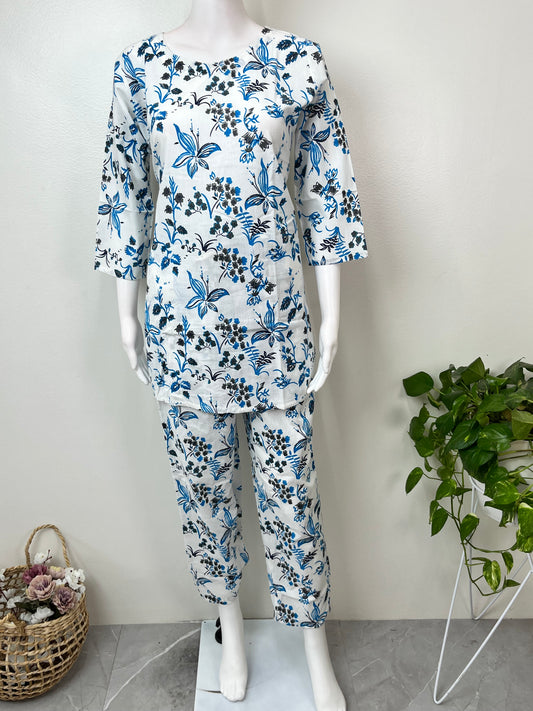 Soft Cotton Lounge Night Suit- Floral Print