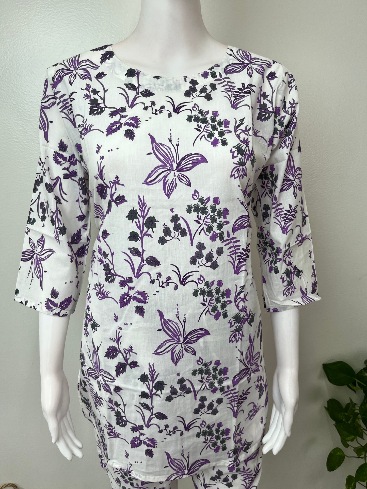 Purple Women's Cotton Co-ord Night Suit