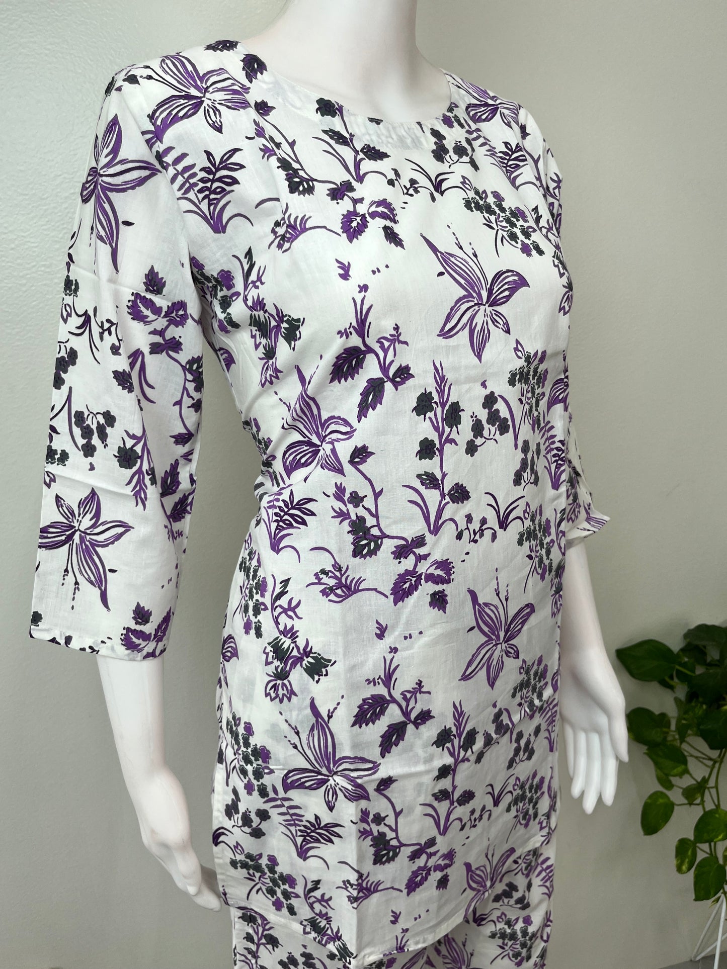 Purple Women's Cotton Co-ord Night Suit