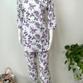 Purple Women's Cotton Co-ord Night Suit