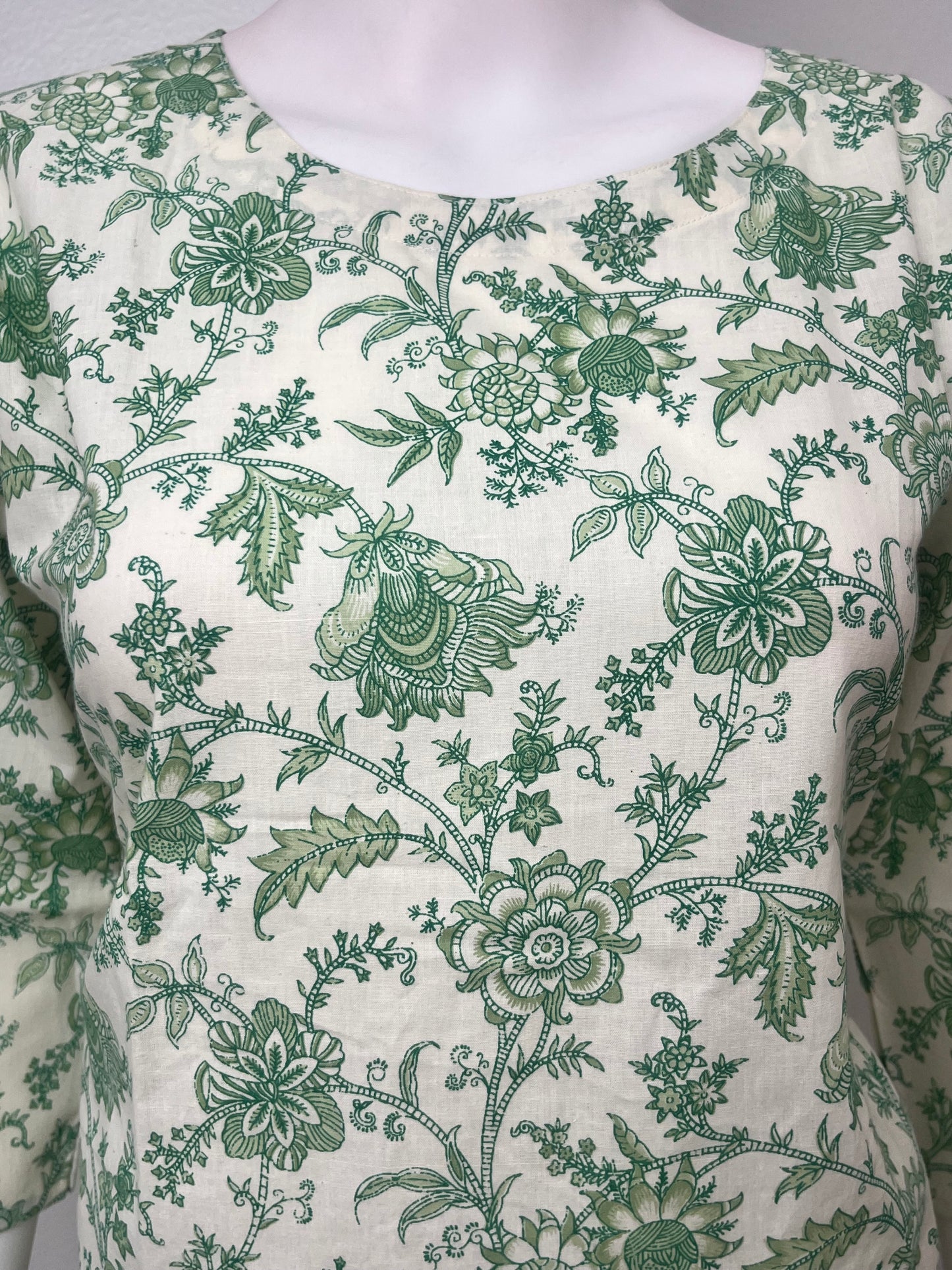 Green Floral Pure Cotton Night Suit Top & Bottom Set