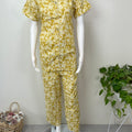 Yellow Cotton Button-Down Night Suit