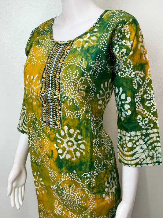 Green Bandhani Pure Cotton Night Suit