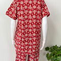 Red Cotton Button-Down Night Suit