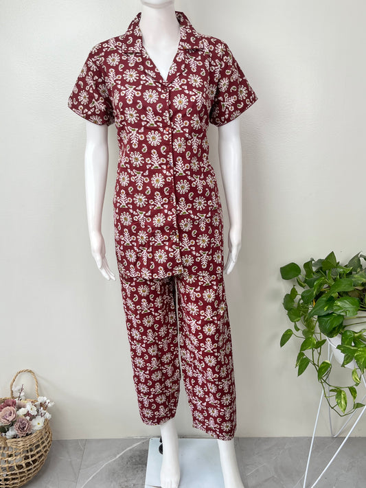 Everyday Cotton Nightwear- Button Top & Bottom Set