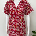 Red Cotton Button-Down Night Suit