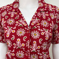 Red Cotton Button-Down Night Suit