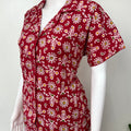 Red Cotton Button-Down Night Suit