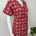 Red Cotton Button-Down Night Suit