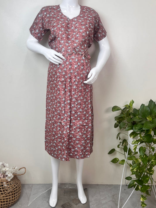 Nursing Comfort Rayon Fabric Maternity Gown for Women