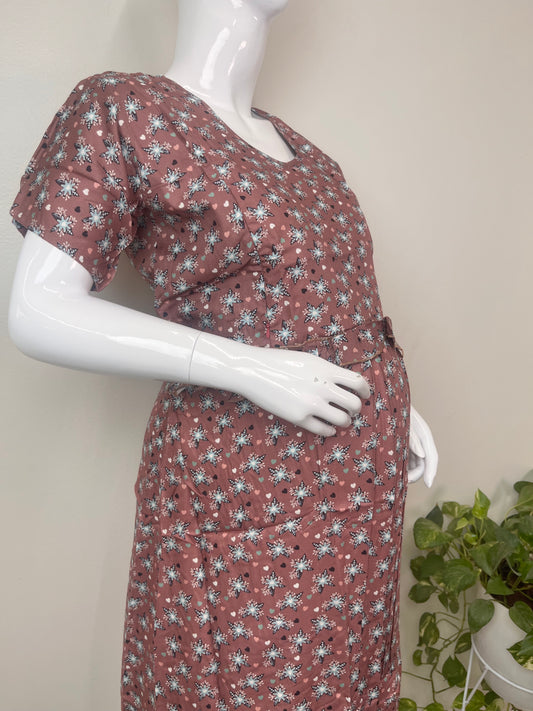 Nursing Comfort Rayon Fabric Maternity Gown for Women
