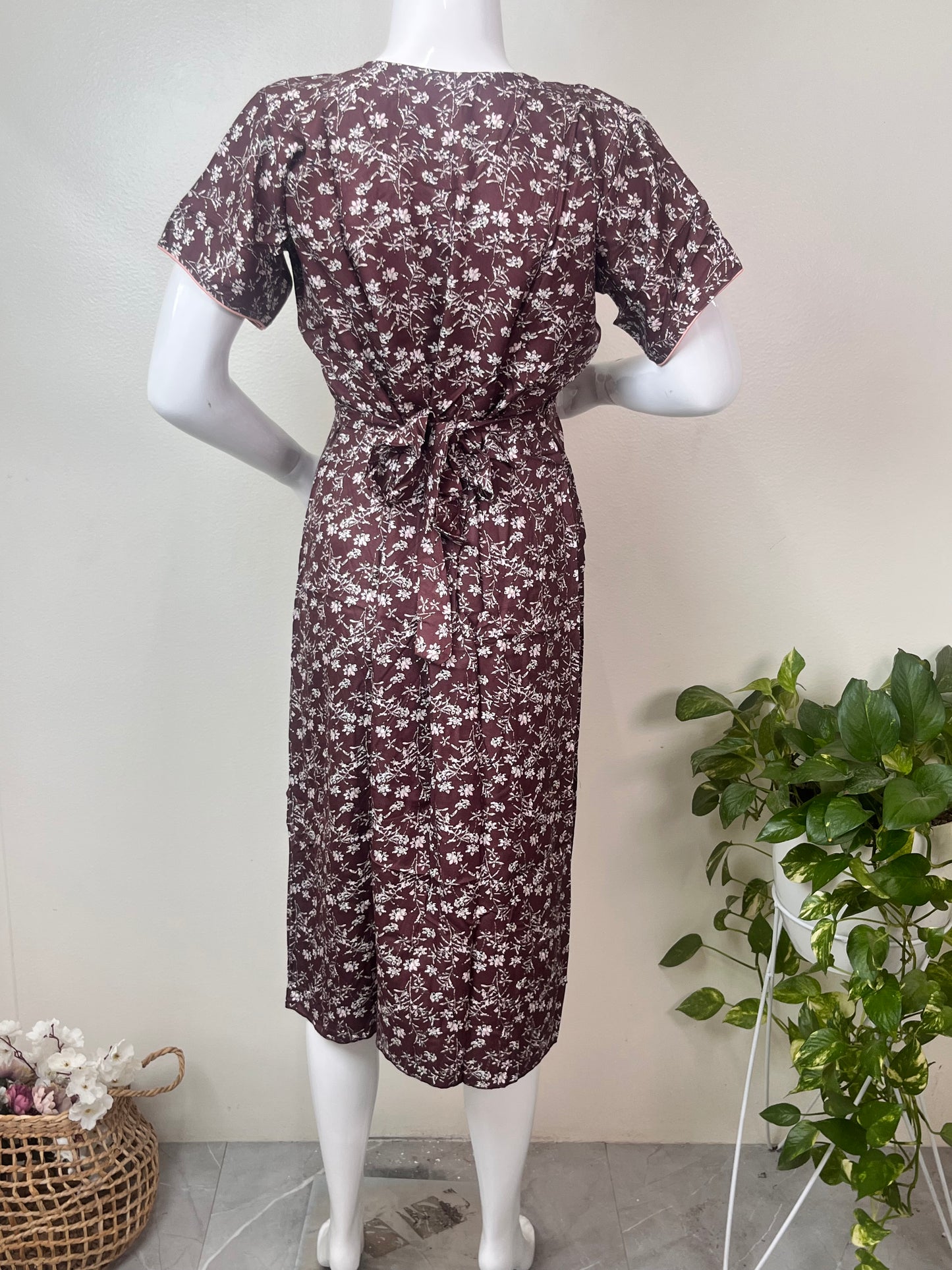 Comfortable Pregnancy Rayon Fabric Night Gown with Nursing Zip