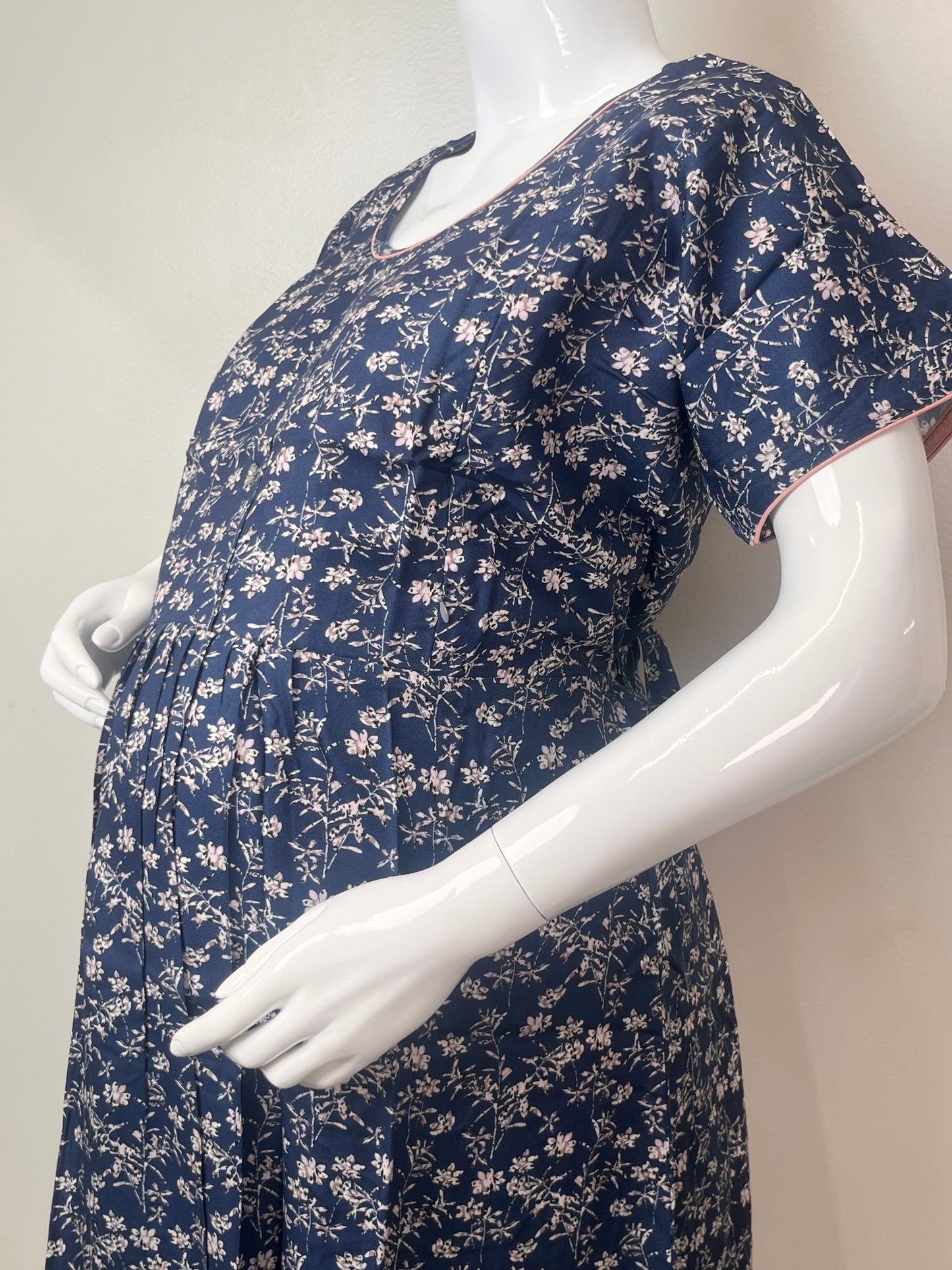 Relaxed Fit Blue Maternity Gown for Women