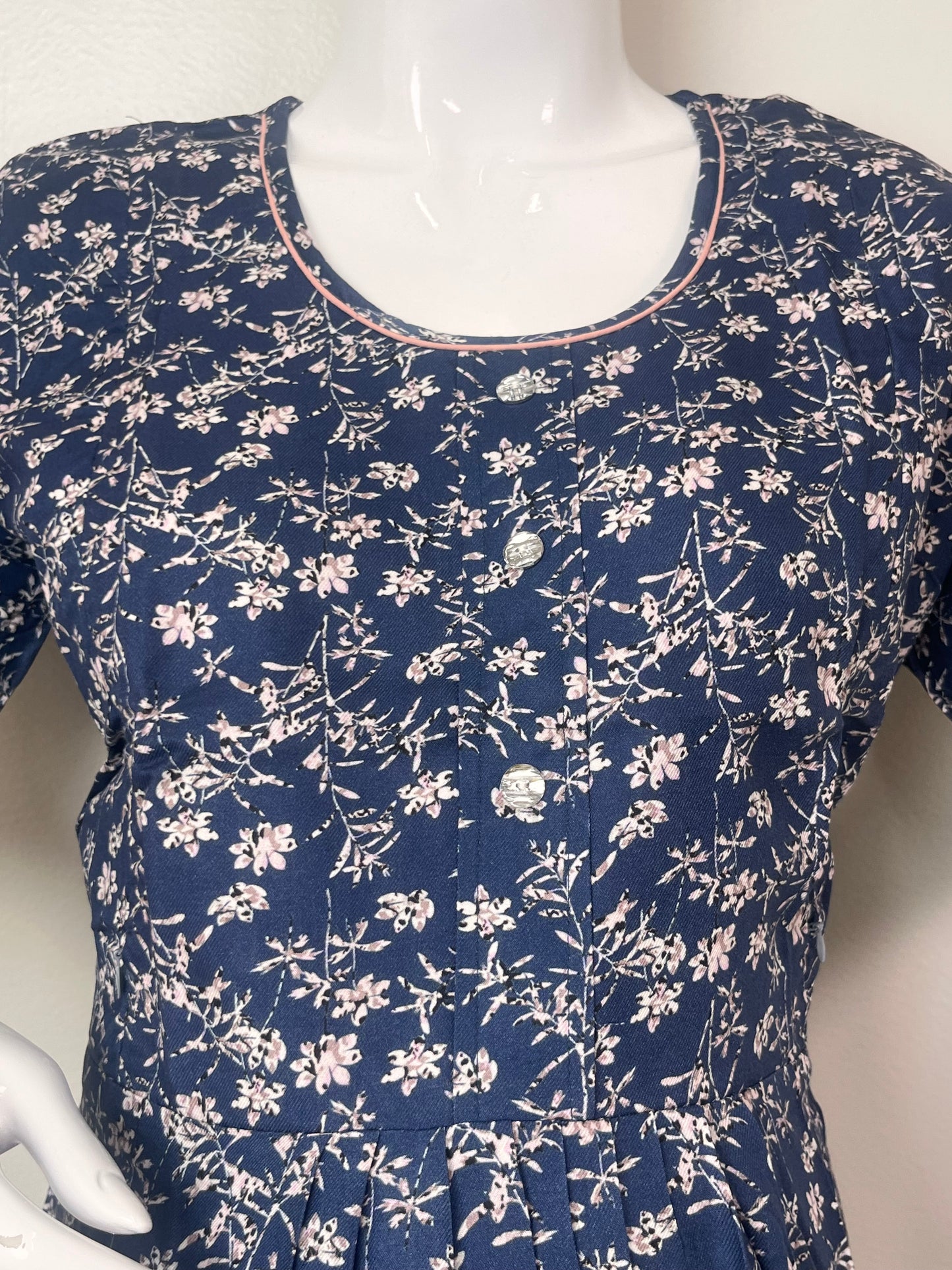 Relaxed Fit Blue Maternity Gown for Women